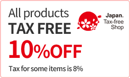 All products TAXFREE 10%OFF Tax for some items is 8%